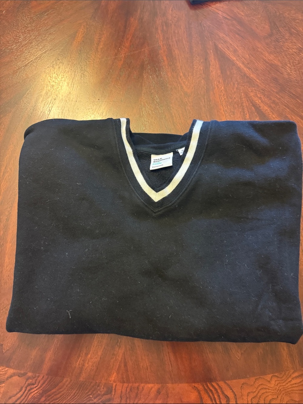 Aritzia Black V-Neck Sweater with White Trim